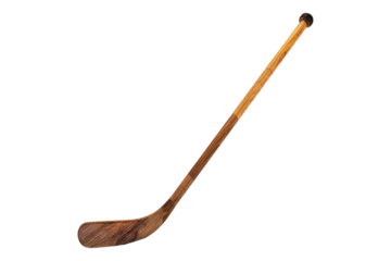 Wooden hockey stick isolated on transparent background