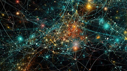 Intricate Financial Data Algorithms Visualized as Dynamic Interconnected Web