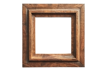 Wooden picture frame isolated on transparent background