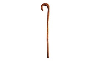 Wooden walking stick cane isolated on transparent background