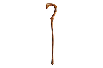 Wooden walking stick cane isolated on transparent background