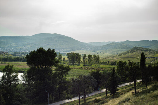 Rural landscape of recreation area around Lisi Lake