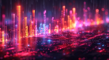 Abstract Cityscape with Glowing Lights
