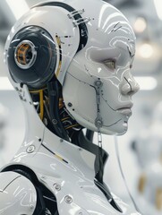 Fototapeta premium Robot with Headphones Close Up