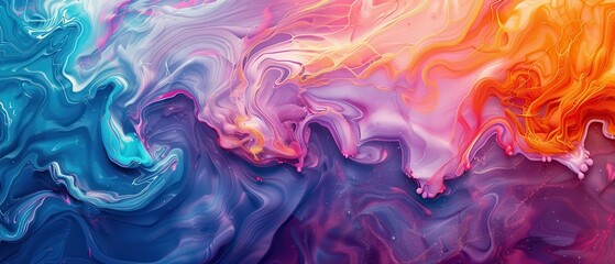AI-generated abstract art with fluid shapes and vibrant colors, AI abstract art, algorithmic creativity and modern