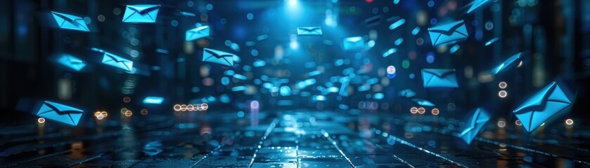 Naklejka premium Algorithm generating content for newsletters, AI newsletter writer, AI and communication
