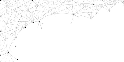 Digital technology network communication lines connected with dots background