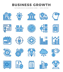 Vector icons set of Business Growth. Two Color style Icons.