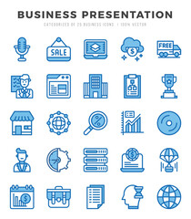 Vector icons set of Business Presentation. Two Color style Icons.