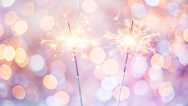 two sparklers on pastel background