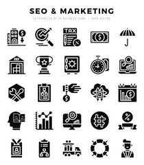 icons set. SEO & Marketing for web. app. vector illustration.