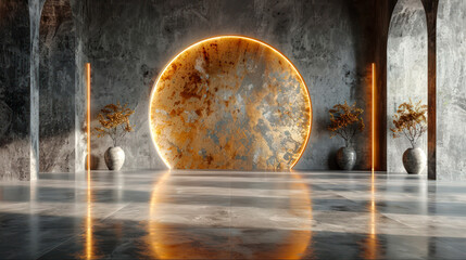 3D rendering backdrop luxury empty podium for wedding on decoration and background classic