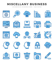 Miscellany Business Two Color icons collection. 25 icon set in a Two Color design.