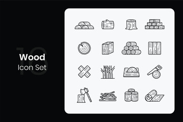 lineal wood icon design set