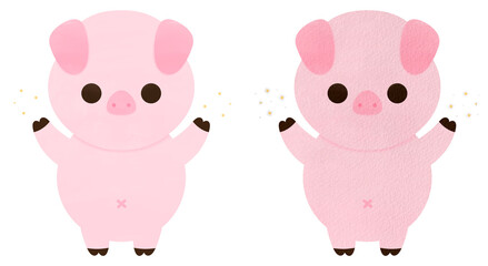 Cute Pig Cartoon illustration Kawaii Pig Mascot Pig Character Animal Farm Cartoon