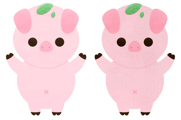 Cute Pig Cartoon illustration Kawaii Pig Mascot Pig Character Animal Farm Cartoon