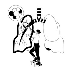 Character based glyph illustration of pulmonologist 