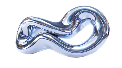 Abstract Chrome Sculpture in Twisting Form with Metallic Sheen