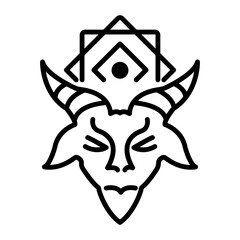 Satanic society icon designed in outline style 