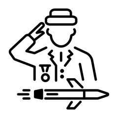 Military rule icon in outline style 