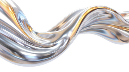 Fototapeta premium Abstract Fluid Metallic Wave with Silver and Gold Highlights
