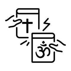 An outline style icon of religion conflict