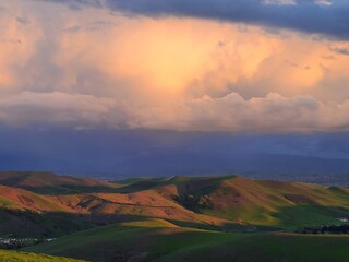 A departing spring storm makes for a beautiful sunset in the hills near San Ramon