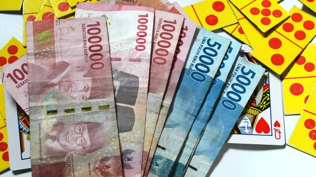 Young Asian woman counting rupiah money