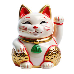 smiling fortune cat on transparent background