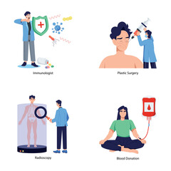 Set of Medical Treatments Flat Illustrations 


