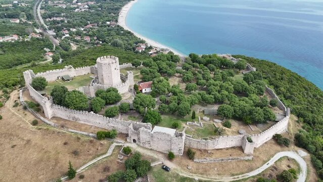 Aerial view of the castle of Platamon, Pieria, Macedonia, Greece