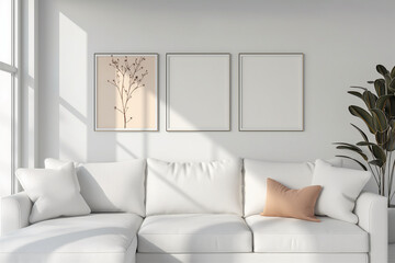 Frame mockup, ISO A paper size. Home Office wall poster mockup. Interior mockup with office background. Modern interior design.