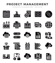 Project Management icons Pack. Glyph icons set. Project Management collection set.