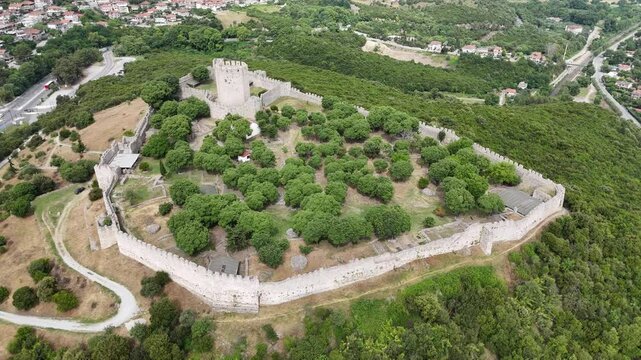 Aerial view of the castle of Platamon, Pieria, Macedonia, Greece