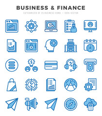 Set of Business & Finance Icons. Simple line art style icons pack.