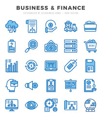 Business & Finance Icons Pack Two Color Style. Vector illustration.