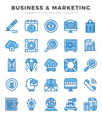 Business & Marketing Two Color icons collection. 25 icon set. Vector illustration.