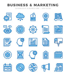 Set of Business & Marketing Icons. Simple Two Color art style icons pack.