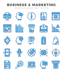 Set of Two Color Business & Marketing Icons. Two Color art icon. Vector illustration