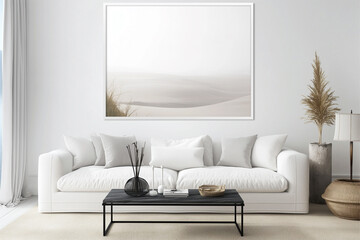 Frame mockup, ISO A paper size. Home Office wall poster mockup. Interior mockup with office background. Modern interior design.