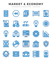 Simple Set of Market & Economy Related Vector Two Color Icons.