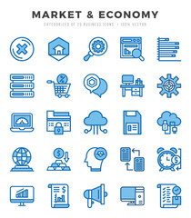 Market & Economy icons set. Collection of simple Two Color web icons.