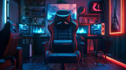 Modern Gaming Setup with Neon Lights - Generative AI