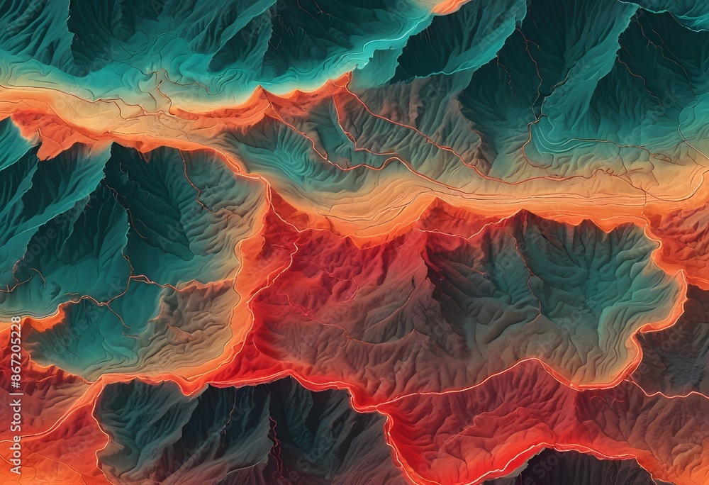 Aufkleber vector wireframe 3d landscape. technology grid illustration. network of connected dots and lines on 