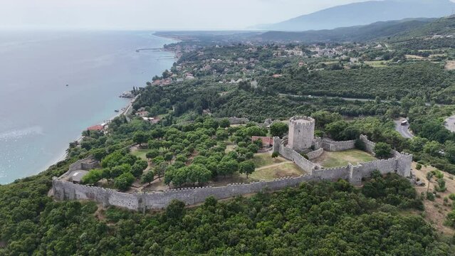 Aerial view of the castle of Platamon, Pieria, Macedonia, Greece