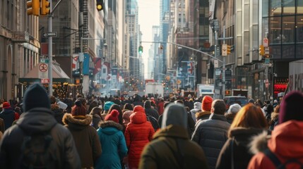 Obraz premium People in bustling city street