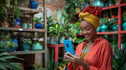 Naklejka premium The woman using smartphone