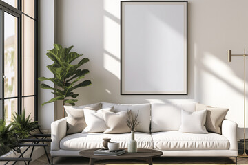 Frame mockup, ISO A paper size. Home Office wall poster mockup. Interior mockup with office background. Modern interior design.