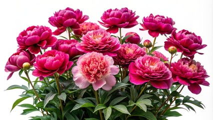 Fototapeta premium A bouquet of pink peonies on a white background.