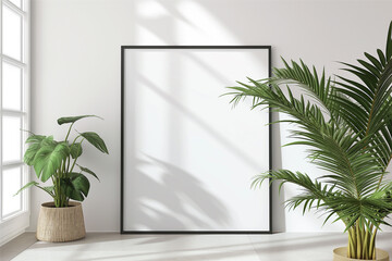 Frame mockup, ISO A paper size. Home Office wall poster mockup. Interior mockup with office background. Modern interior design.